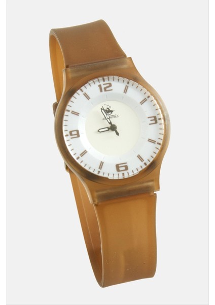 shop Silikon Kayışlı Bay Bayan Kol Saatic-Açık Kahverengi