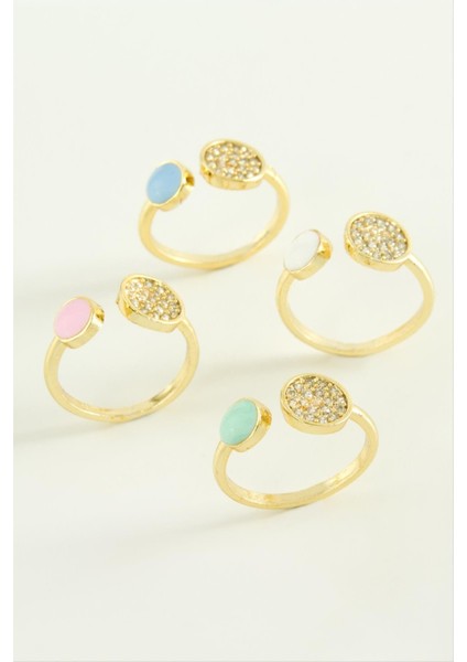 shop Yuvarlak Taşlı Mineli Eklem Yüzük-Sarı modelleri