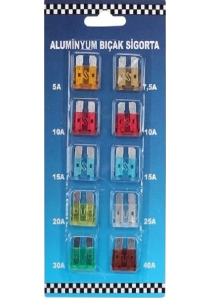 Araba Sigorta Seti 10'lu Mini Bıçak Sigorta Araba Bıçak Sigortası 10 Adet Bıçak Sigorta