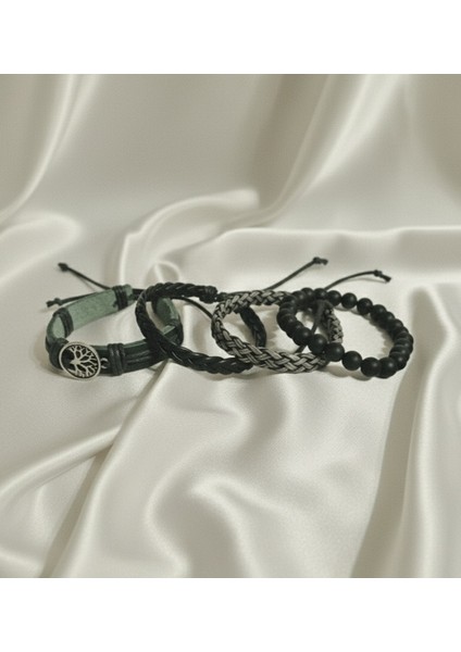 4 Adet Bileklik Hayat Ağacı Figürlü Hakiki Deri Bileklik Erkek Bileklik El Yapımı Bileklik modelleri