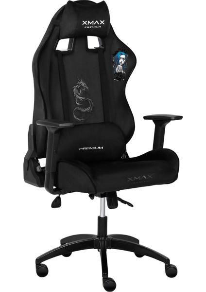 / Baskılı Rio Balerion Terletmez Kadife Kumaş Siyah Gaming Oyuncu Koltuğu / 120 kg Taşır fiyatları