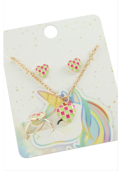 shop Kalp Mineli Set Kolye-Sarı fiyatları