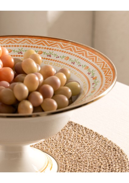 Rodez Ayaklı Meyve Kasesi - Turuncu - 30 cm