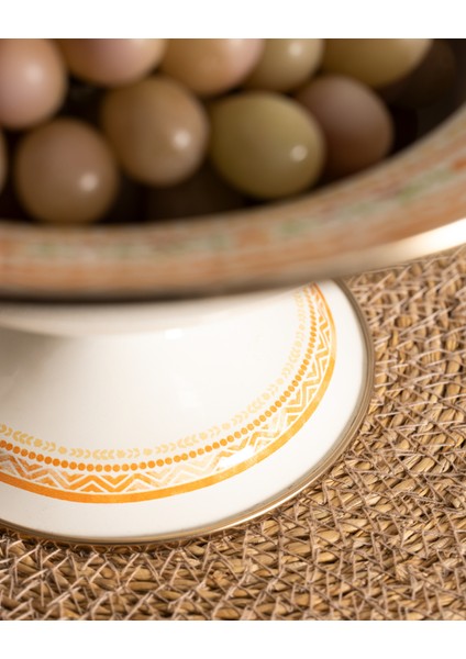 Rodez Ayaklı Meyve Kasesi - Turuncu - 30 cm