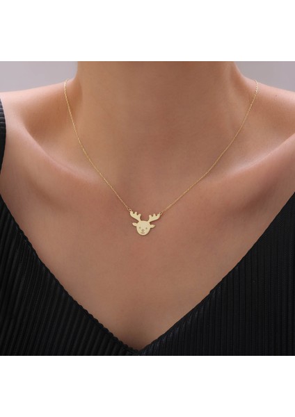 925 Ayar Gümüş Yılbaşı Geyik Kolye