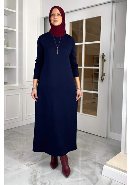 Öykü Çelik Örme Triko Elbise Lacivert