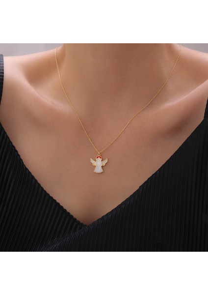 925 Ayar Gümüş Beyaz Mineli Melek Kolye fiyatları