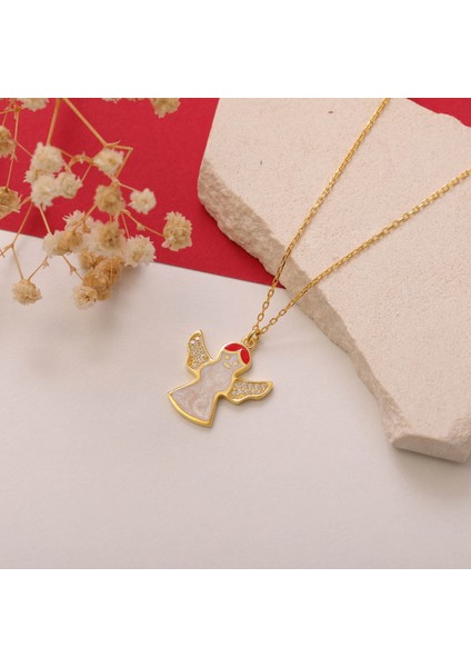 925 Ayar Gümüş Beyaz Mineli Melek Kolye modelleri