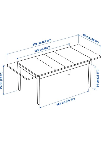 Rönnınge Açılır Yemek Masası Huş 4 8 Kişilik 155 / 210 x 90 x 75 Cm fiyatları