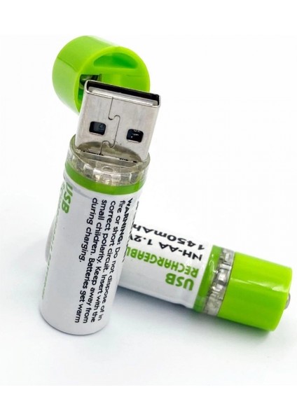 Usb Şarjlı 1450mah Aa 1.2v Lityum Kalem Pil 2’li Set Dönüşümlü Batarya indirimleri