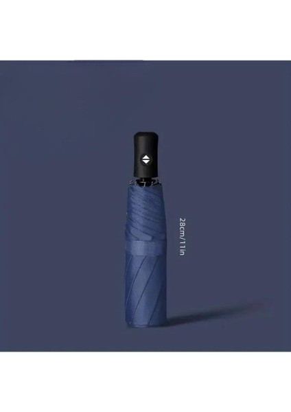 Mavi 8 Telli Şemsiye Unisex Rüzgara Dayanıklı Kırılmayan Erkek Kadın Tam Otomatik Şemsiye 98X58 cm