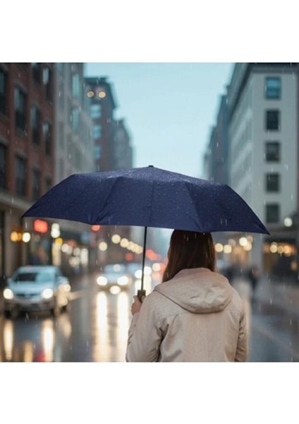 Mavi 8 Telli Şemsiye Unisex Rüzgara Dayanıklı Kırılmayan Erkek Kadın Tam Otomatik Şemsiye 98X58 cm fiyatları