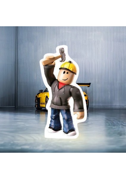 Ayaklı Pano Roblox Builderman Temalı 35X17 cm Doğum Günü Masa Süsü Oda Dekoru indirimleri