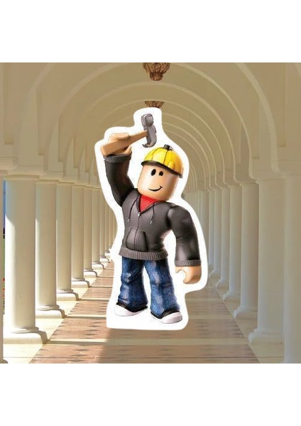Ayaklı Pano Roblox Builderman Temalı 35X17 cm Doğum Günü Masa Süsü Oda Dekoru