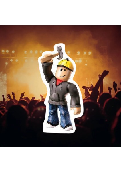 Ayaklı Pano Roblox Builderman Temalı 35X17 cm Doğum Günü Masa Süsü Oda Dekoru