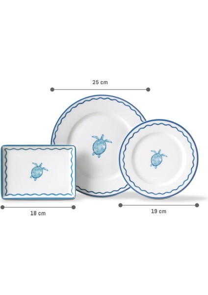 Souterrain 6 Kişilik 15 Parça Sunum Yemek Takımı - Mavi/beyaz