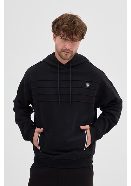 Unisex Rahat Bol Kesim "Onyx" Kapüşonlu Sweatshirt fiyatları