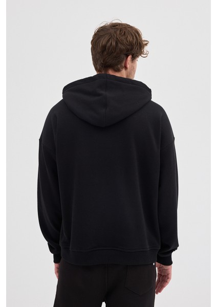 Unisex Rahat Bol Kesim "Onyx" Kapüşonlu Sweatshirt