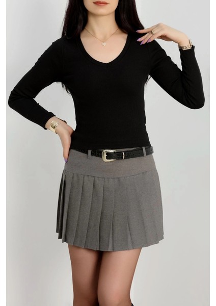 V Yaka Kaşkorse Bluz Siyah A3699 modelleri