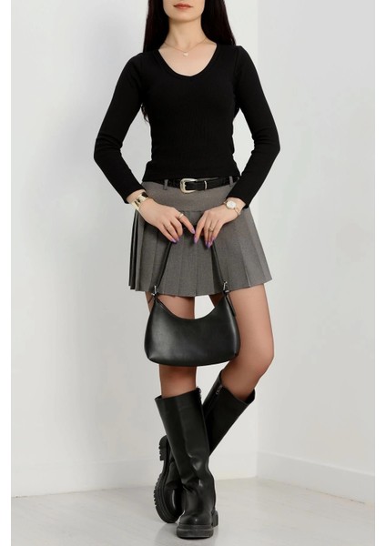 V Yaka Kaşkorse Bluz Siyah A3699 indirimleri