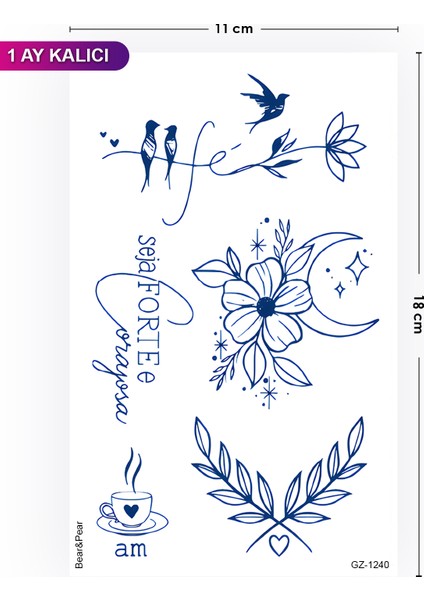 1 Ay Kalıcı Çiçekli Geçici Dövme Yarı Kalıcı Dövme Tattoo fiyatları