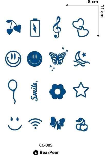 1 Ay Kalıcı Karışık Figürlü Smile Yazılı Minimal Dövme Tattoo fiyatları