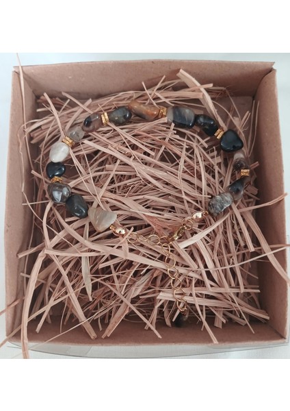 Amorf Kesim Fosil Jasper Bileklik