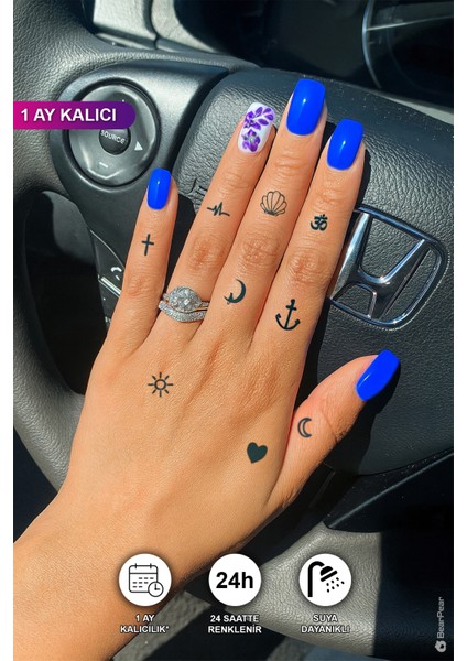 1 Ay Kalıcı Karışık Figürlü Minimal Kedi ve Panda Dövmesi