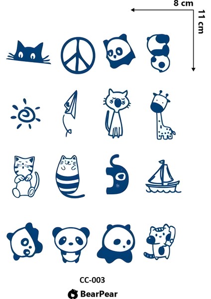 1 Ay Kalıcı Karışık Figürlü Minimal Geçici Dövme 24 Saat Sonra Kararan Tattoo