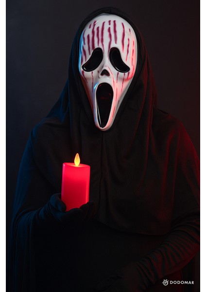 Halloween Maske Çığlık Kanlı Lüks Kalın Arkası Tül