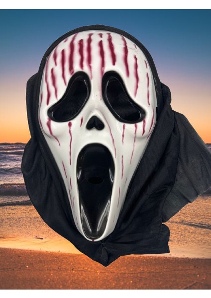 Halloween Maske Çığlık Kanlı Lüks Kalın Arkası Tül fırsatları