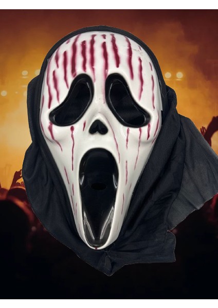 Halloween Maske Çığlık Kanlı Lüks Kalın Arkası Tül indirimleri