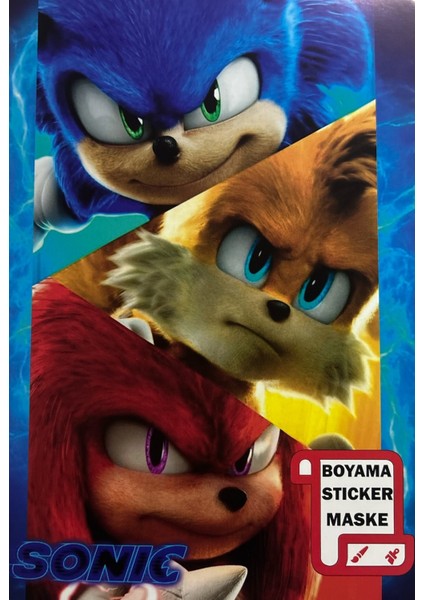 Sonic Temalı Stickerlı, Maskeli ve Boyamalı Aktivite Kitabı (8 Sayfa)