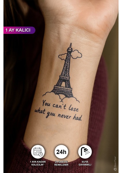 1 Ay Kalıcı Yazılı Geçici Dövme 24 Saat Sonra Kararan Dövme