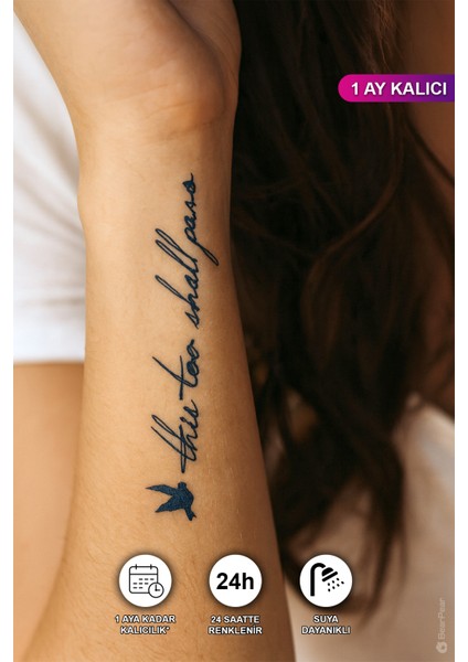 1 Ay Kalıcı Yazılı Geçici Dövme Minimal Kol Bilek Vücut Dövmesi