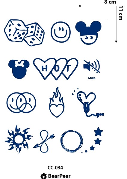 1 Ay Kalıcı Tattoo Karışık Semboller Minimal Geçici Dövme