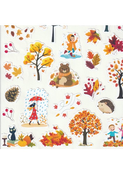 Autumn Leaves Sonbahar Yaprakları Sticker Seti Happy Thanksgiving Cozy Fall Etiket Yağmur Rüzgar Sarı Turuncu Kırmızı Çıkartma NSTI0223 fiyatları