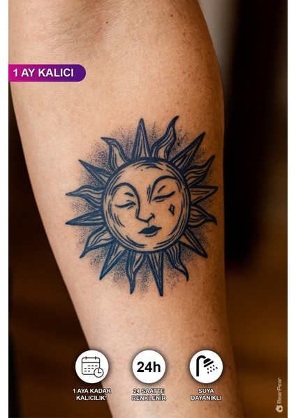 1 Ay Kalıcı Güneş Dövmesi Minimal Güneş Tattoo