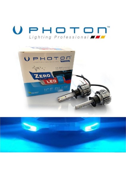 H1 LED Xenon Oto Ampul Photon Zero Fansız Buz Mavi