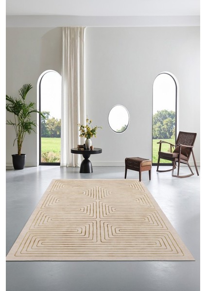 Zeminde Bir Labirent Simetrik Çizgili Modern Kaymaz Taban Halı fiyatları