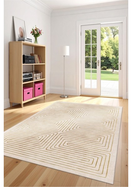 Zeminde Bir Labirent Simetrik Çizgili Modern Kaymaz Taban Halı modelleri