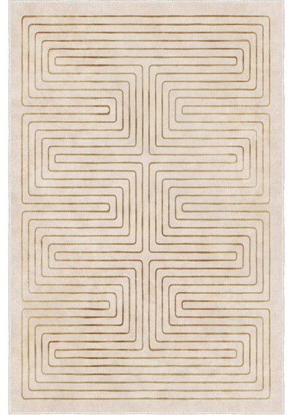 Zeminde Bir Labirent Simetrik Çizgili Modern Kaymaz Taban Halı fırsatları