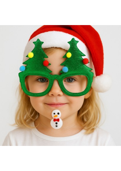 Yılbaşına Özel Lüks Gözlük Kadife Ağaçlı Model Çam Ağacı Yumuşak Hafif Yılbaşı Gözlügü