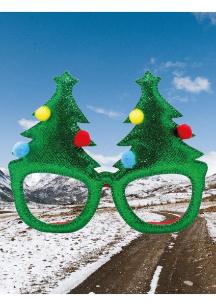 Yılbaşına Özel Lüks Gözlük Kadife Ağaçlı Model Çam Ağacı Yumuşak Hafif Yılbaşı Gözlügü indirimleri