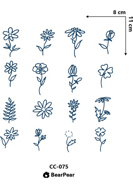 1 Ay Kalıcı Minimal Çiçek Figürlü El Parmak Dövmesi fiyatları