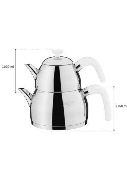 Feuille Çaydanlık Takımı - Çelik - 1000 ml + 2150 ml