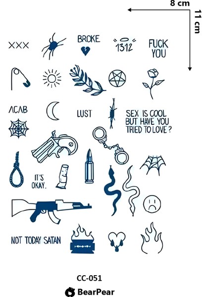 1 Ay Kalıcı Karışık Figürlü Minimal Dövme El Parmak Bilek Dövmesi fiyatları