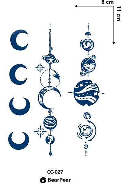 1 Ay Kalıcı Gezegen Dövmesi Geçici Minimal Dövme Tattoo