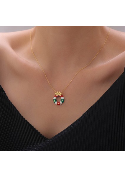 925 Ayar Gümüş Mineli Yılbaşı Kapı Dekorasyonu ve Kurdele Kolye fiyatları