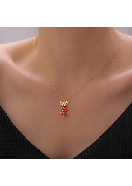 925 Ayar Gümüş Yılbaşı Hediyesi Mineli Çan Kolye